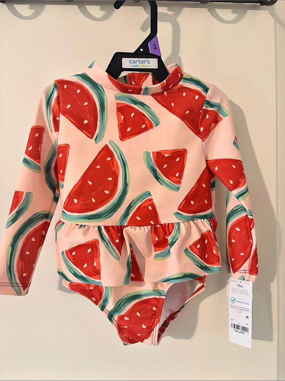 Carter's Girls Watermelon One-Piece Swimsuit 12M NWT